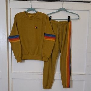 Aviator Nation 5 Stripe Sweatpant Sweatshirt Crewneck Sweatsuit S & XS